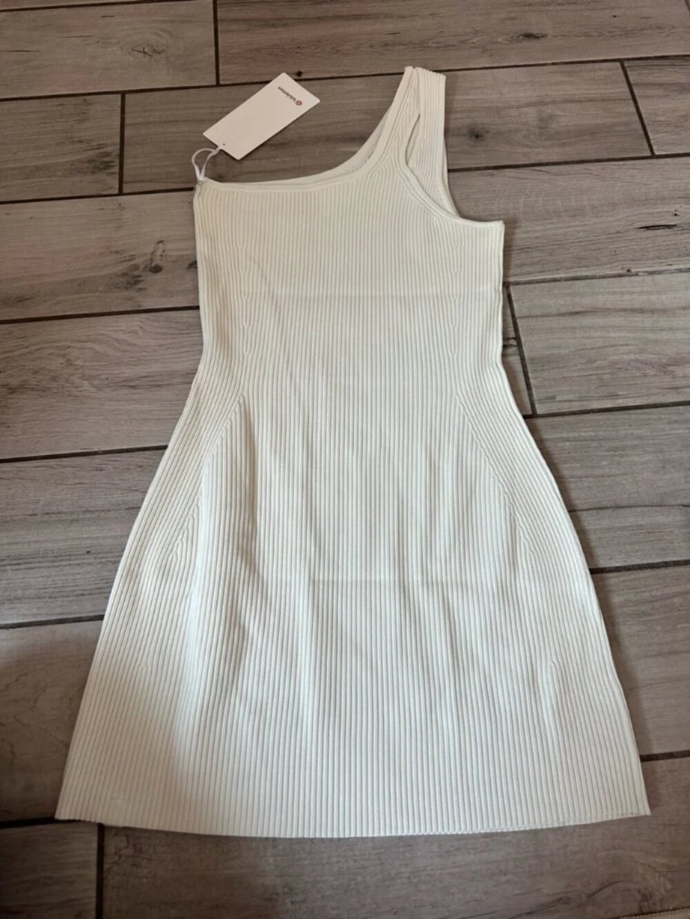 Cream One‑Shoulder Ribbed Mini Dress - Picture 2 of 2